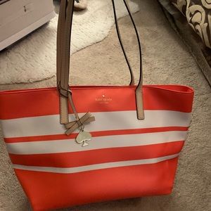 Kate Spade Coral Striped Tote